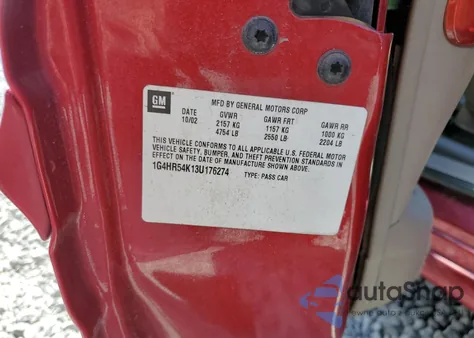 2003 Buick Lesabre Limited z USA, uszkodzony, nr VIN 1G4HR54K13U176274